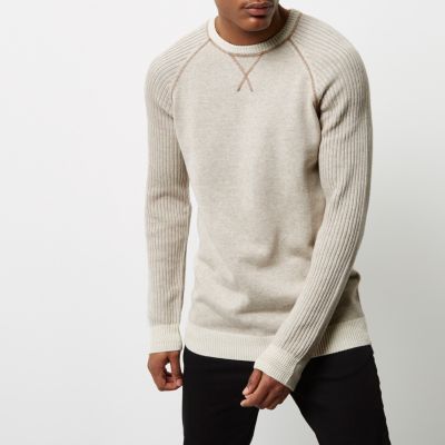 Stone knit raglan sleeve jumper